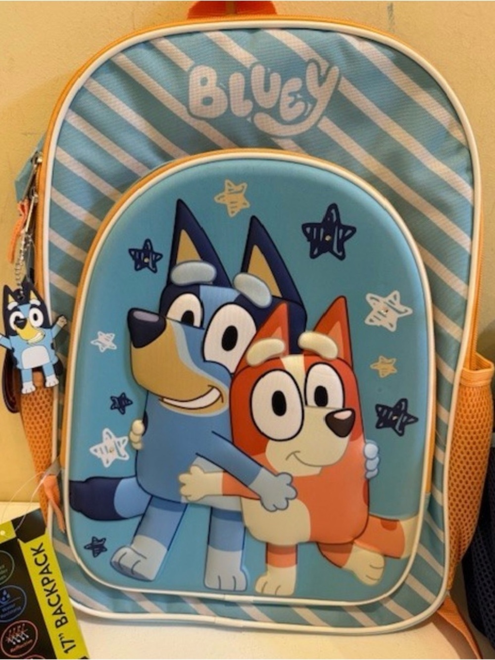 Bluey Kids Backpack - Light Blue Cartoon Character Bag